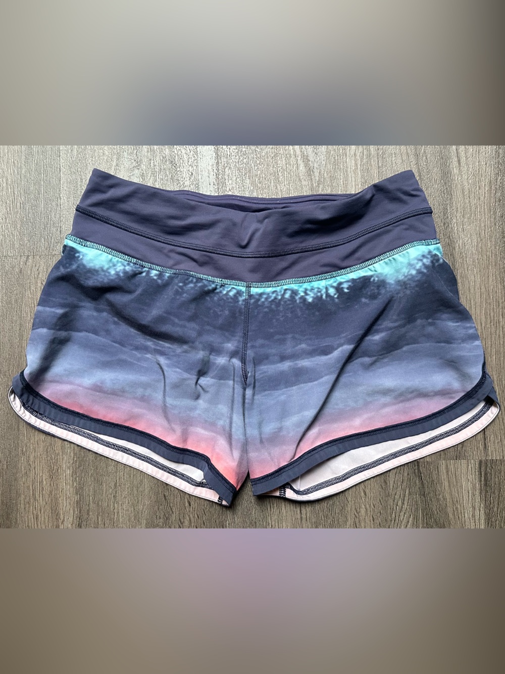 Lululemon Ombre Navy and Pink Athletic Shorts - Size 6